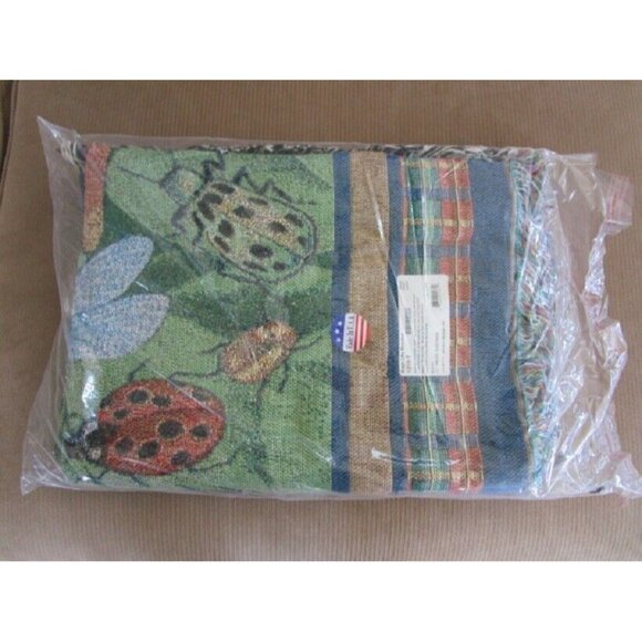 New A Bugs Life Heavy Afghan Cotton Gift Throw Blanket Dragonfly Ladybug Beetle - Picture 4 of 4